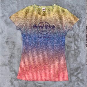 Hard Rock Cafe Yellow and Blue Short Sleeve Tee